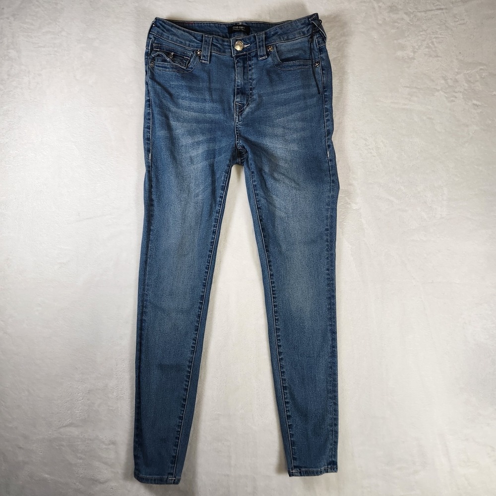 Trueβ Religion Jennie Curvy Mid Rise Super Skinny Jeans Women 30 Blue Denim